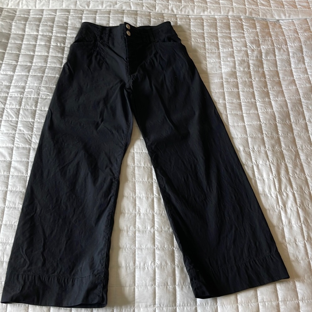 Anthro black cotton wide leg pants 27